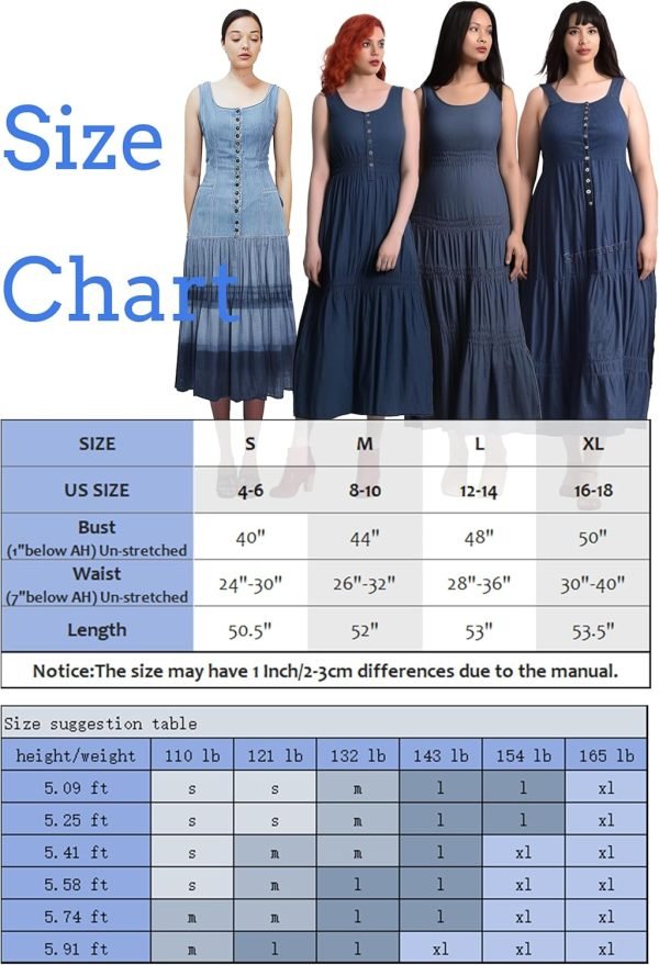 Saonta  Women's Maxi Dress Sleeveless Denim Long Summer A-line Casual Blue Cotton Boho Flowy Sundresses for Women