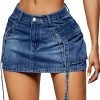 Saonta  Skirt Women y2k Button Mini Jeans Skirt Denim Skirt with Pocket Low Waist