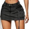 Saonta  Skirt Women y2k Button Mini Jeans Skirt Denim Skirt with Pocket Low Waist