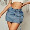 Saonta  Skirt Women y2k Button Mini Jeans Skirt Denim Skirt with Pocket Low Waist