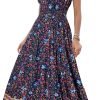 Saonta  Women's 2024 Summer Short Sleeves Boho Floral Print Tiered Casual Flowy Long Maxi Dress
