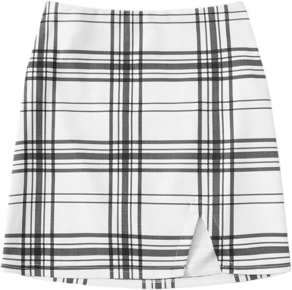 Saonta  Women's Split Hem Zipper Side Bodycon Mini Skirt