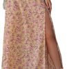 Saonta  Women's Sexy Boho Floral Split Thigh High Waist Swing Midi Skirt