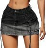 Saonta  Skirt Women y2k Button Mini Jeans Skirt Denim Skirt with Pocket Low Waist