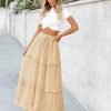 Saonta  Women's Long Summer Skirt 2024 Elegant High Waist Cocktail Party Wedding Guest Dress Flared A-Line Midi Skirts