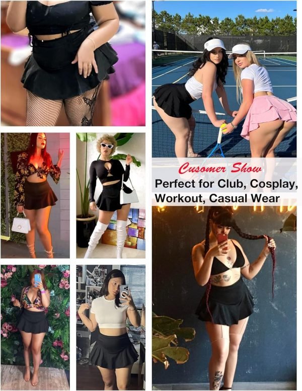 Saonta  Mini Skirt for Women Sexy Solid Ruffle Trim Lingerie Skirt Short High Waist Two Layer Hem Skirt