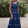 Saonta  Women's Maxi Dress Sleeveless Denim Long Summer A-line Casual Blue Cotton Boho Flowy Sundresses for Women