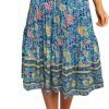 Saonta  Women's Boho Leopard Print Skirt Pleated A-Line Swing Midi Skirts