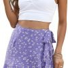 Saonta  Women's Summer Wrap Floral High Waist Ruffle Short Mini Skirts
