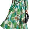 Saonta  Women's 2024 Fall Boho Maxi Dress Casual Long Sleeve V Neck Printed Beach Long Flowy Dresses