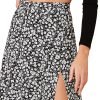 Saonta  Women's Sexy Boho Floral Split Thigh High Waist Swing Midi Skirt