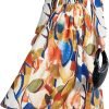Saonta  Women's 2024 Fall Boho Maxi Dress Casual Long Sleeve V Neck Printed Beach Long Flowy Dresses