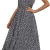 Saonta  Women's 2024 Summer Casual Boho Sundress Polka Dot Spaghetti Strap V Neck Flowy Midi Dresses