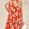 Saonta  Women's 2024 Summer Floral Mini Dress Sleeveless Cut Out Backless Ruffle Boho Beach Vacation Short Sundresses