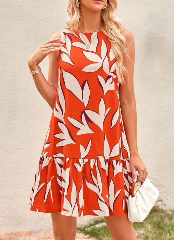 Saonta  Women's 2024 Summer Floral Mini Dress Sleeveless Cut Out Backless Ruffle Boho Beach Vacation Short Sundresses