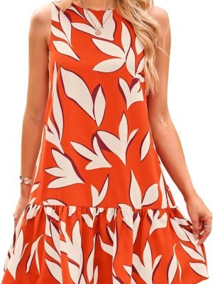 81L7H7fd9jL._AC_SL1500 Saonta Women's 2024 Summer Floral Mini Dress Sleeveless Cut Out Backless Ruffle Boho Beach Vacation Short Sundresses