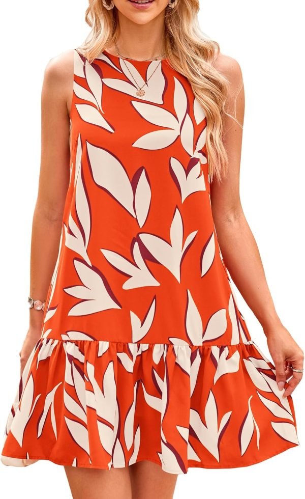 Saonta  Women's 2024 Summer Floral Mini Dress Sleeveless Cut Out Backless Ruffle Boho Beach Vacation Short Sundresses