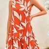 Saonta  Women's 2024 Summer Floral Mini Dress Sleeveless Cut Out Backless Ruffle Boho Beach Vacation Short Sundresses