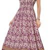 Saonta  Women's 2024 Summer Short Sleeves Boho Floral Print Tiered Casual Flowy Long Maxi Dress