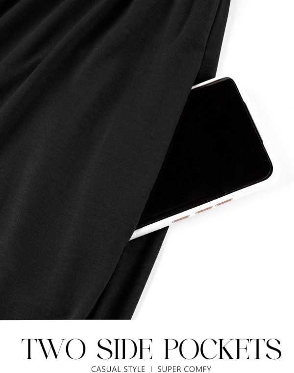 Saonta Women's 2024 Summer Sleeveless Dress Square Neck Pleated Swing Casual Maxi Dresses with Pockets