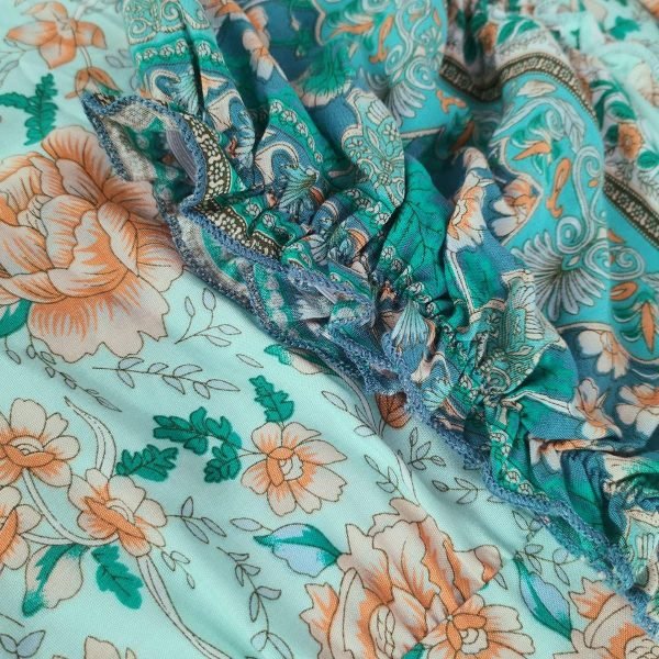 Saonta  Women's 2024 Summer Short Sleeves Boho Floral Print Tiered Casual Flowy Long Maxi Dress