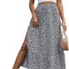 Saonta  Women's Casual High Waist Floral Print Skirt Split Thigh A Line Maxi Skirts