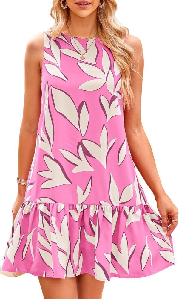 Saonta  Women's 2024 Summer Floral Mini Dress Sleeveless Cut Out Backless Ruffle Boho Beach Vacation Short Sundresses