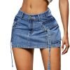Saonta  Skirt Women y2k Button Mini Jeans Skirt Denim Skirt with Pocket Low Waist