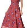 Saonta  Women's 2024 Summer Short Sleeves Boho Floral Print Tiered Casual Flowy Long Maxi Dress