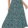 Saonta  Women's Casual High Waist Floral Print Skirt Split Thigh A Line Maxi Skirts