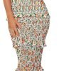 Saonta  Womens Floral Summer One Shoulder Strappy Tiered Ruffle Midi Bodycon Dresses