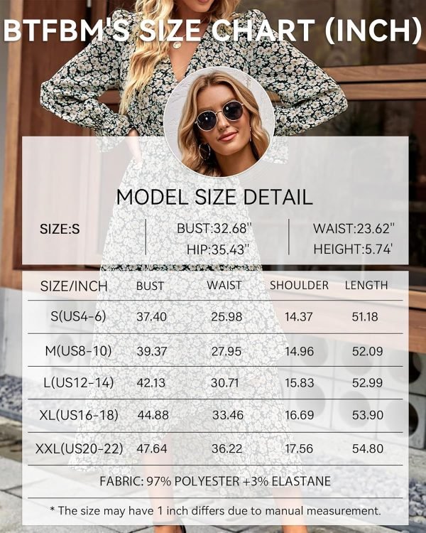 Saonta  Women Long Sleeve Wrap Maxi Dress V Neck Boho Floral High Waist Flowy Ruffle 2024 Spring Summer Dresses with Belt