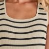 Saonta Women's Summer Sleeveless Mini Dress 2024 Square Neck Striped Knit A Line Pleated Tank Dresses