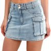 Low Waist Saonta  Skirt Women Button Mini Saonta  Denim Skirt with Pocket Mini Skirt