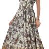 Saonta  Women's 2024 Summer Short Sleeves Boho Floral Print Tiered Casual Flowy Long Maxi Dress