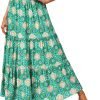 Saonta  Womens 2024 Spring Summer High Waist Boho Floral Maxi Skirt Casual Flowy Swing Pleated A Line Beach Long Skirts