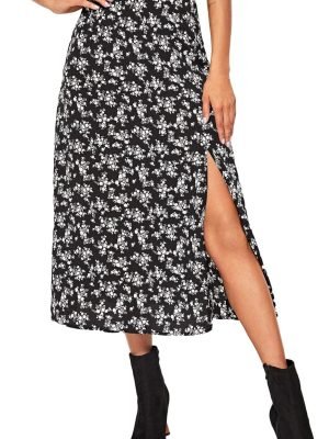 81Xse08DlmL._AC_SL1500 Saonta Women's Boho Floral High Waist Split A Line Midi Skirt