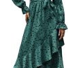 Saonta  Women Long Sleeve Wrap Maxi Dress V Neck Boho Floral High Waist Flowy Ruffle 2024 Spring Summer Dresses with Belt