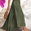Saonta  Women Summer Maxi Skirt Elastic High Waist Flowy Boho Casual Tiered Aline Long Beach Skirts 2024 Trendy Outfits