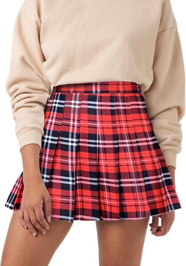 Saonta  Womens Girl High Waisted Pleated Tennis Skirt School A-Line Skater Skirts with Lining Shorts