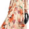 Saonta  Women's 2024 Fall Boho Maxi Dress Casual Long Sleeve V Neck Printed Beach Long Flowy Dresses