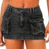 Saonta  Women's Low Waist Mini Saonta  Skirt Y2K, High-Stretch Bodycon Button Denim Skirt with Pockets