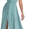 Saonta  Women's 2024 Summer Casual Boho Sundress Polka Dot Spaghetti Strap V Neck Flowy Midi Dresses