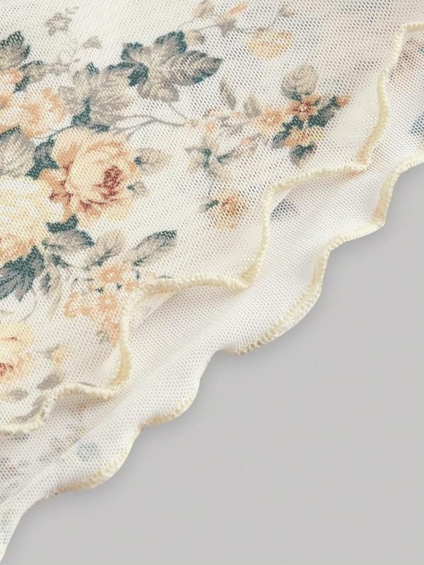 Saonta  Women's Floral Print High Waist Bodycon Ruffle Hem Fishtail Long Skirt