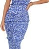 Saonta  Womens Floral Summer One Shoulder Strappy Tiered Ruffle Midi Bodycon Dresses