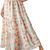 Saonta  Womens 2024 Spring Summer High Waist Boho Floral Maxi Skirt Casual Flowy Swing Pleated A Line Beach Long Skirts