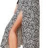 Saonta  Women's Sexy Boho Floral Split Thigh High Waist Swing Midi Skirt