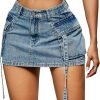 Saonta  Skirt Women y2k Button Mini Jeans Skirt Denim Skirt with Pocket Low Waist