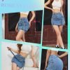 Saonta  Skirt Women y2k Button Mini Jeans Skirt Denim Skirt with Pocket Low Waist