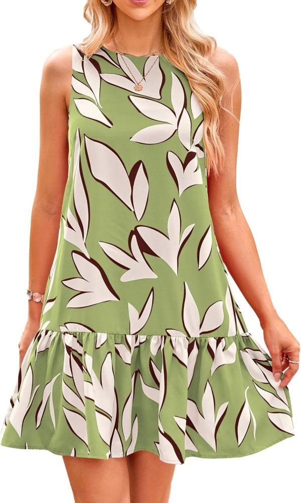 Saonta  Women's 2024 Summer Floral Mini Dress Sleeveless Cut Out Backless Ruffle Boho Beach Vacation Short Sundresses